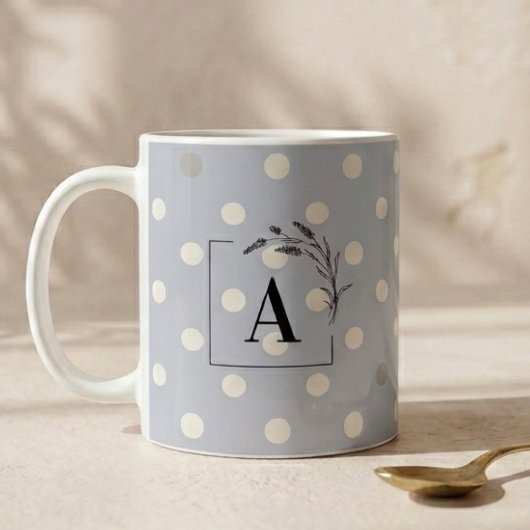 Mug Mariage islamique initiale bleu à pois marié