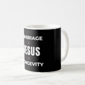 Mug Mariage + Jésus = Longévité (Devant droit)