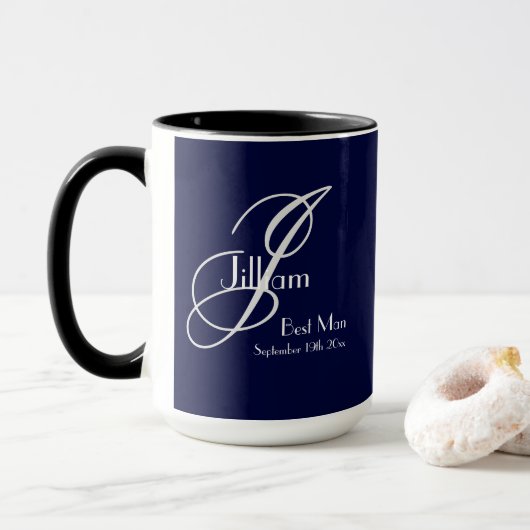Mug Mariage Meilleur Homme Cadeau Moderne Monogramme N (Avec donut)