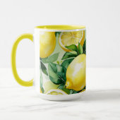 Mug Mariage moderne en bleu et citron avec écriture fl (Gauche)