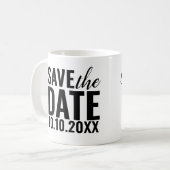 Mug Mariage moderne Sauvez La Typographie De La Date (Devant gauche)