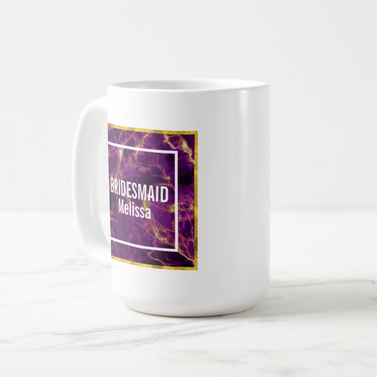 Mug Mariage moderne violet et or marbre Abstrait (Devant gauche)