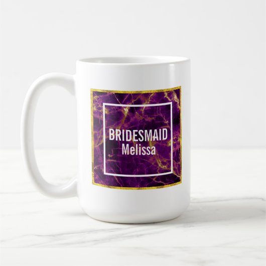 Mug Mariage moderne violet et or marbre Abstrait (Gauche)
