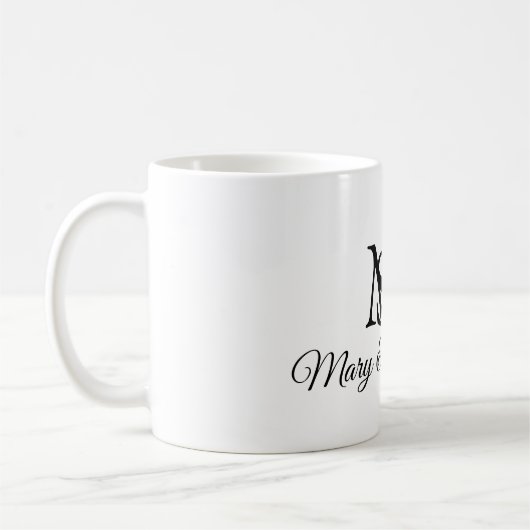 Mug Mariage Monogram Elegant Simple chic (Gauche)