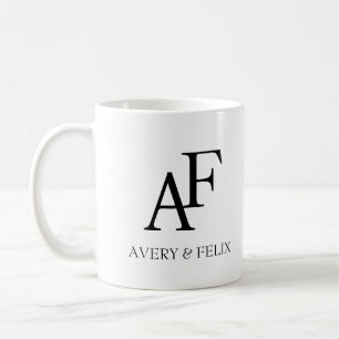 Mug Mariage Monogram noir et blanc Elegant invité