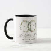 Mug Mariage monogramme de courre florale rustique aqua (Gauche)