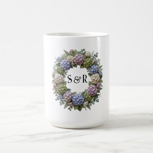 Mug Mariage Monogramme Hydrangea (Centre)