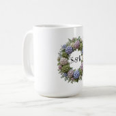 Mug Mariage Monogramme Hydrangea (Devant gauche)