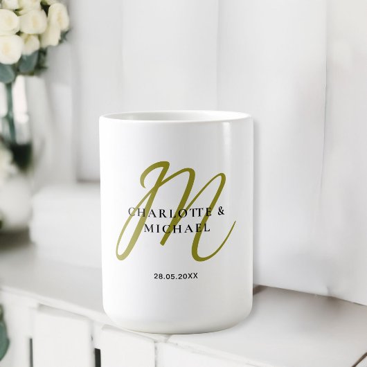 Mug Mariage monogramme simple, élégant