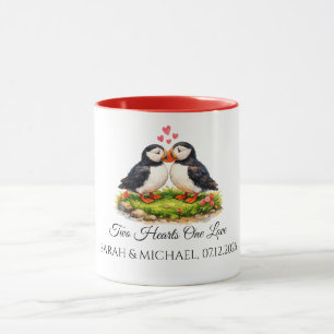 Mug Mariage personnalisé Deux cœurs un amour Macareux