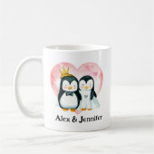 Mug Mariage personnalisé en couple de pingouins (Gauche)