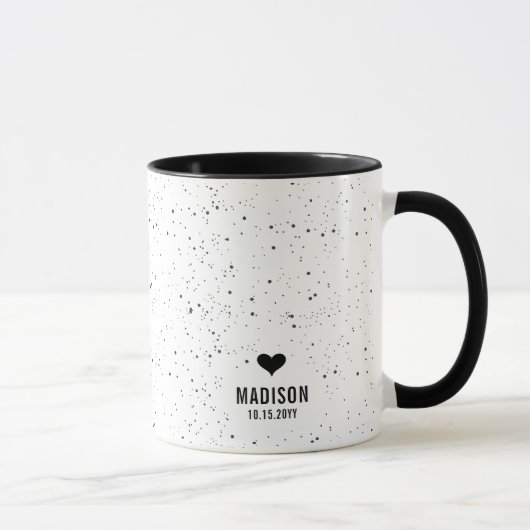 Mug Mariage Personnalisé Moderne Chic Nom & Date (Droite)