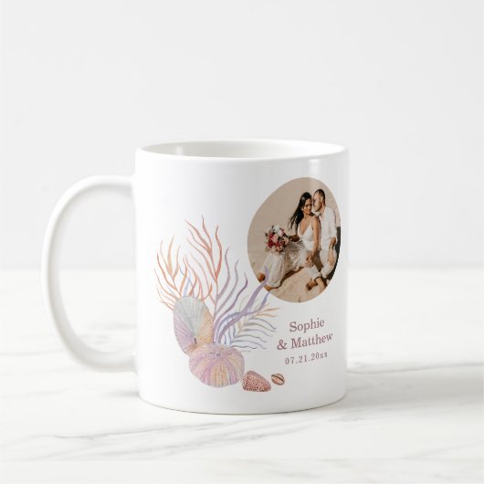 Mug Mariage photo de Beach Seashells (Gauche)