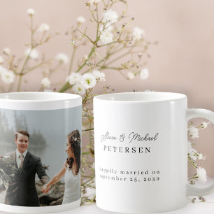 Mug Mariage photo moderne noms de script personnalisés