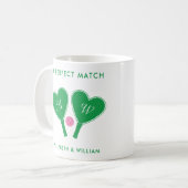 Mug Mariage Pickleball Vert et Rose Prépa (Devant gauche)