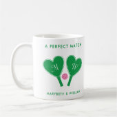 Mug Mariage Pickleball Vert et Rose Prépa (Gauche)