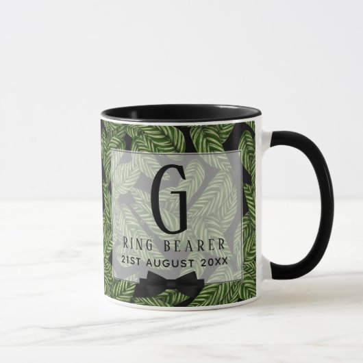 Mug Mariage PORTE-BAIN Tropique Feuille verte Monogram (Droite)