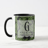 Mug Mariage PORTE-BAIN Tropique Feuille verte Monogram (Gauche)