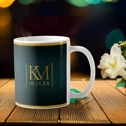 Mug Mariage Romantique au Clair de Lune Émeraude Vert