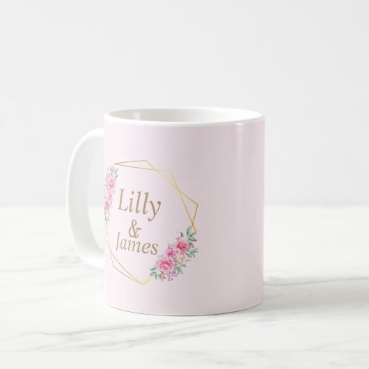 Mug Mariage rose floral (Devant gauche)