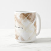 Mug Mariage Rustique Crème Brun Rayures (Devant droit)