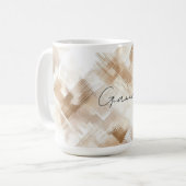 Mug Mariage Rustique Crème Brun Rayures (Devant gauche)