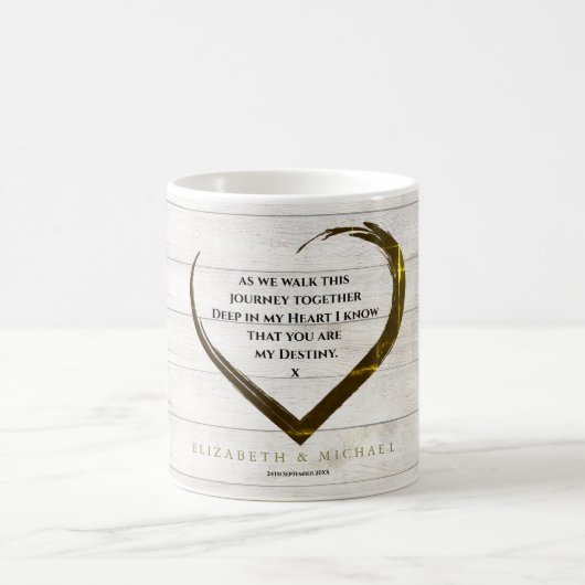 Mug Mariage Rustique Simple Coeur Love Citation (Centre)