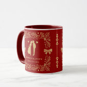 Mug Mariage sur mesure rouge luxe et or antique (Devant gauche)