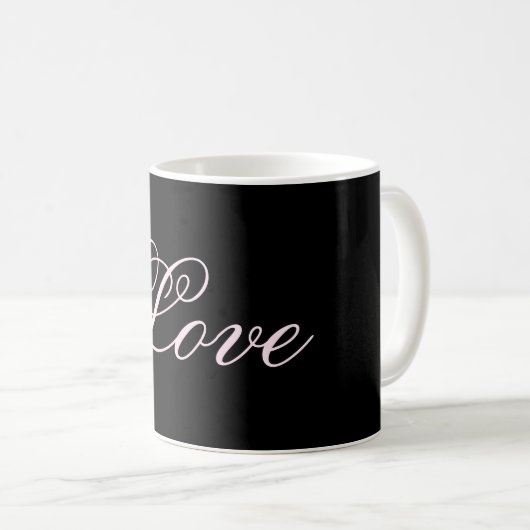 Mug Mariage tendance Love Calligraphie Script noir (Devant droit)