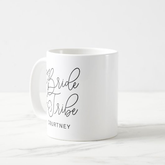 Mug Mariage Tribe Noir Script moderne Custom Wedding (Devant gauche)