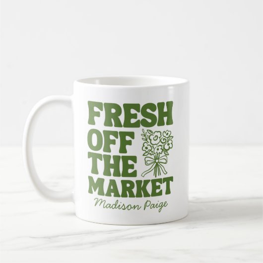 Mug Mariage Vert Fantaisiste « Frais du Marché » pour (Gauche)