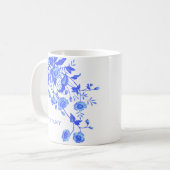 Mug Mariage Vintage Fleurs Bleues Toile de Jouy (Devant gauche)