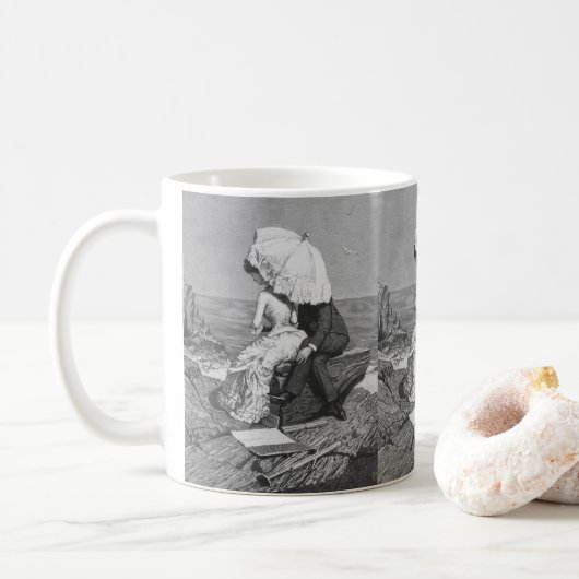 Mug Mariage vintage, les mariés de la plage (Avec donut)