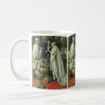 Mug Mariage vintage, Mariée et Salle avec Menorah<br><div class="desc">Illustration vintage image de cérémonie d'amour et de romance mariage montrant un couple se marier dans une belle synagogue avec vitraux,  fleurs et une menorah à sept branches. La mariée porte une longue robe blanche mariage et le marié est beau dans son smoking.</div>