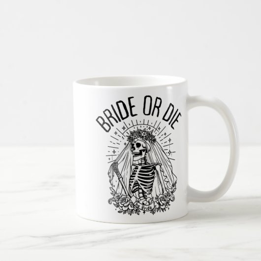 Mug Marie ou Morte Gothique Squelette Robe de Mariée E (Droite)