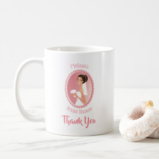 Mug Mariée dans un Voile avec Fête des mariées Bouquet (Avec donut)