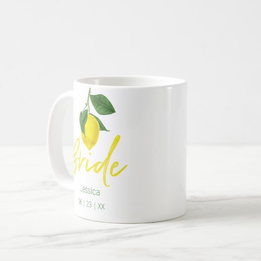 Mug Mariée de monogramme de citron (Devant gauche)