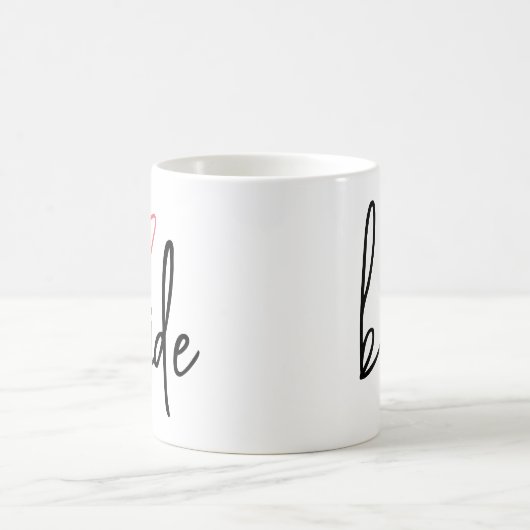 Mug Mariée de script avec mariage rose vif (Centre)