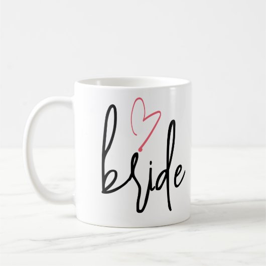 Mug Mariée de script avec mariage rose vif (Gauche)