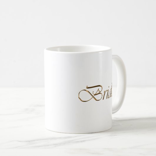 Mug Mariée, écriture or élégant chic blanc (Devant droit)
