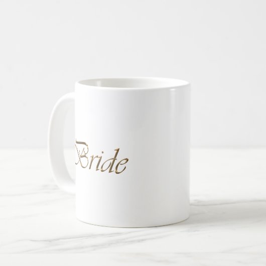Mug Mariée, écriture or élégant chic blanc (Devant gauche)