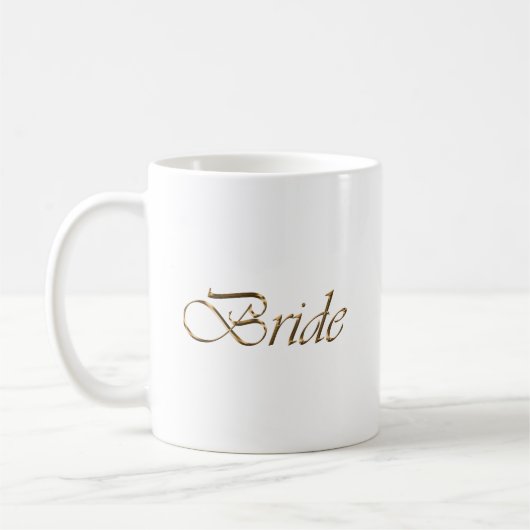 Mug Mariée, écriture or élégant chic blanc (Gauche)