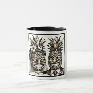 Mug Mariée et marié Tête de Tiki d'ananas Aloha Mariag