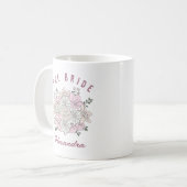 Mug Mariée Fleur Rose Blanc Rétro Nom Personnalisé (Devant gauche)