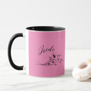 Mug Mariée Fleurs Sauvages Rose Doodles