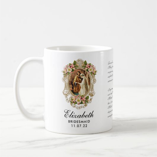 Mug Mariée Groom Gold Floral Prière Bridesmaid (Gauche)