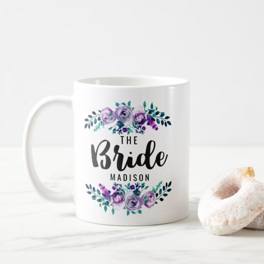 Mug Mariée Mariage de couronnes florales à la menthe e (Avec donut)