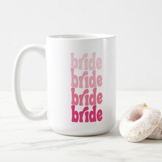 Mug Mariée mignonne rétro rose, personnalisé avec le n (Avec donut)