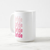 Mug Mariée mignonne rétro rose, personnalisé avec le n (Devant gauche)