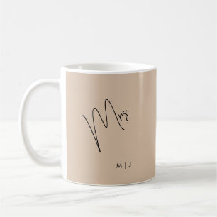 Mug Mariée moderne Beige + noir